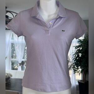 Lacoste Women's Short Sleeve Lilac Slim Fit Polo Size 36 (XS) w Embroidered Logo
